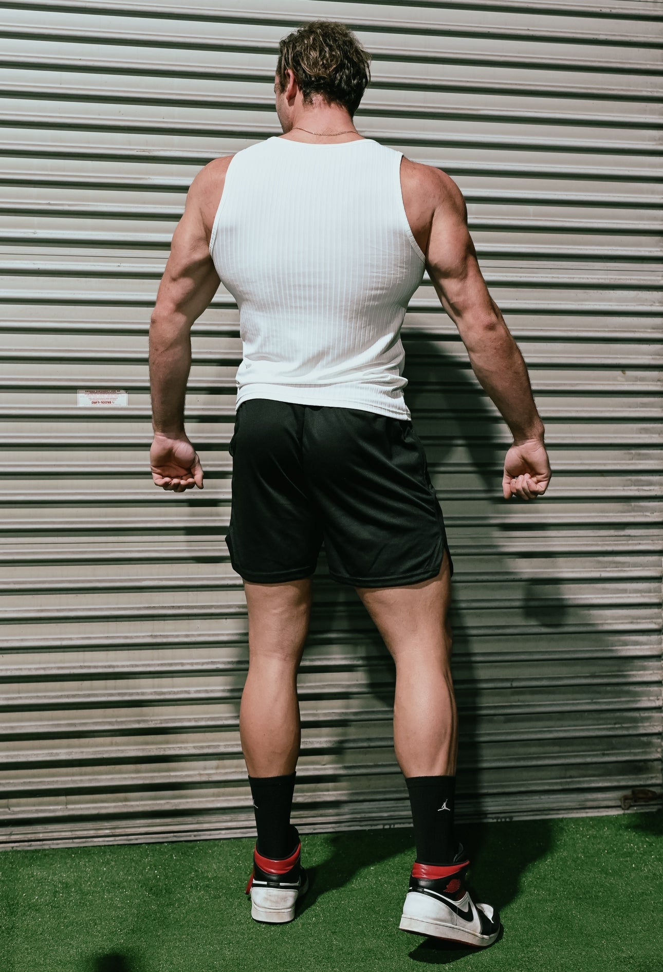 Mens White Ribbed Knit Tank